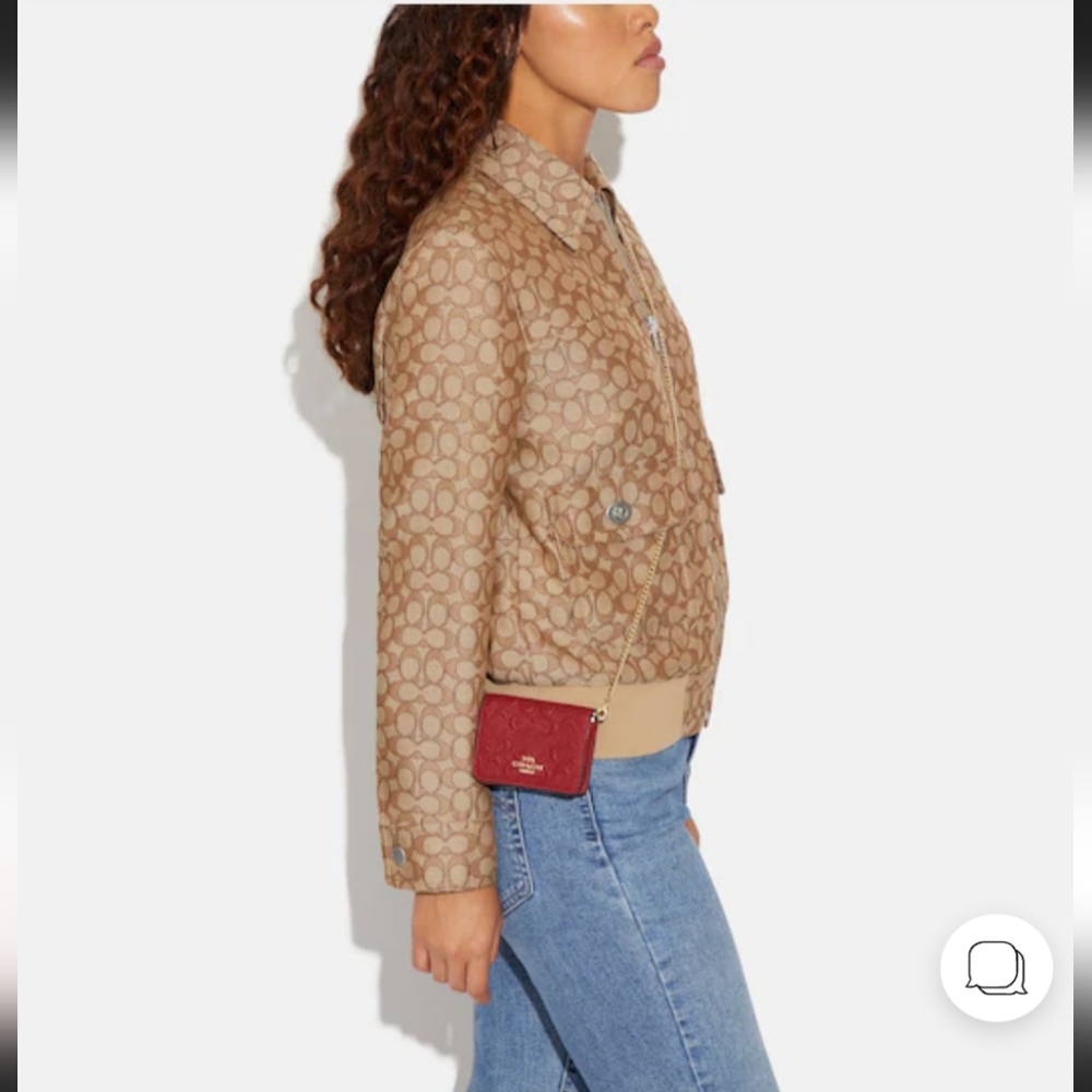 Coach mini embossed Wallet on a chain Red NWT (FIRM PRICE)